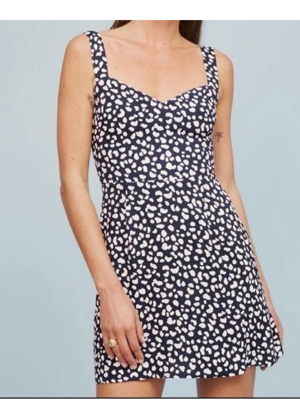 Reformation Navy & White Polka Dot Spot Mini Dress